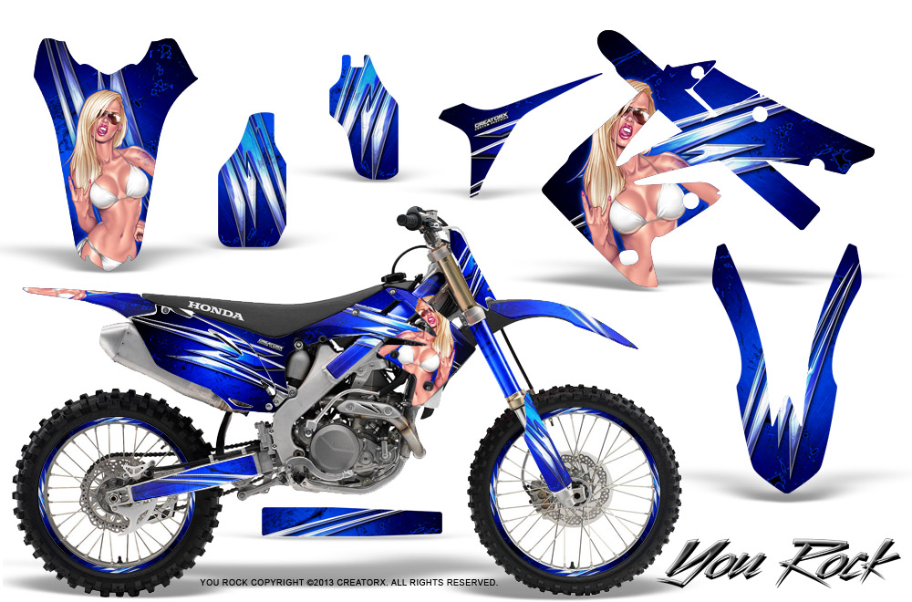 Honda CRF250 10-12 CRF450 09-12 Graphics Kit You Rock Blue NP Rims